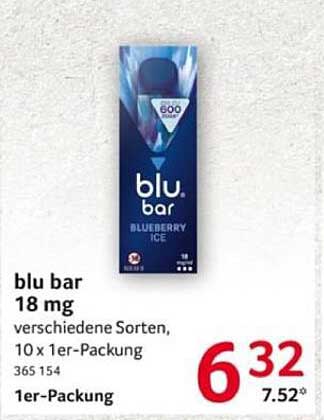 blu bar 18 mg, verschiedene Sorten, 10 x 1er-Packung