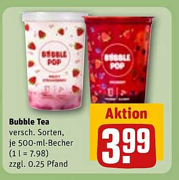 Bubble Tea - verschiedene Sorten, je 500-ml-Becher