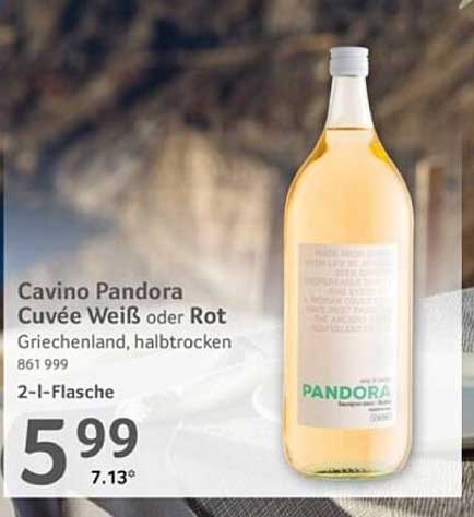 Cavino Pandora Cuvée Weiß oder Rot – Griechenland, halbtrocken, 2-Liter-Flasche