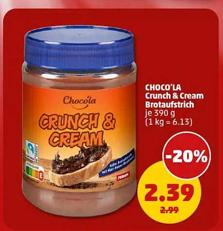 CHOCO'LÀ Crunch & Cream Brotaufstrich 390 g
