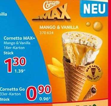 Cornetto MAX Mango & Vanilla 16er-Karton