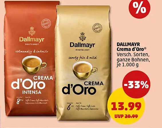 Dallmayr Crema d'Oro – Verschiedene Sorten, ganze Bohnen, je 1.000 g