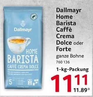 Dallmayr Home Barista Caffè Crema Dolce oder Forte - ganze Bohne 1-kg-Packung