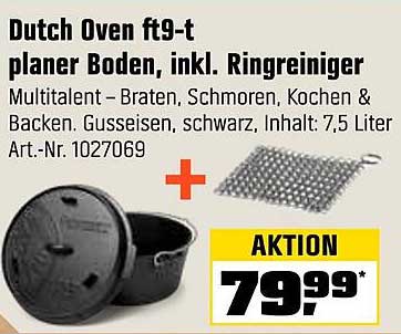 Dutch Oven ft9-t mit planem Boden, inkl. Ringreiniger