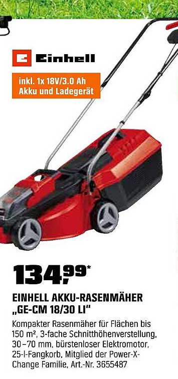 EINHELL AKKU-RASENMÄHER „GE-CM 18/30 LI“