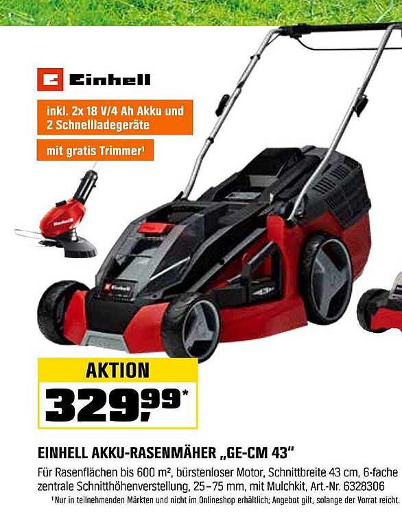 EINHELL AKKU-RASENMÄHER „GE-CM 43“