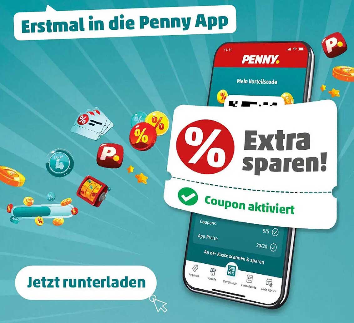 Erstmal in die Penny App: Extra sparen mit Coupons!