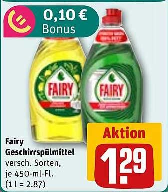 Fairy Geschirrspülmittel, verschiedene Sorten, je 450-ml-Fl.
