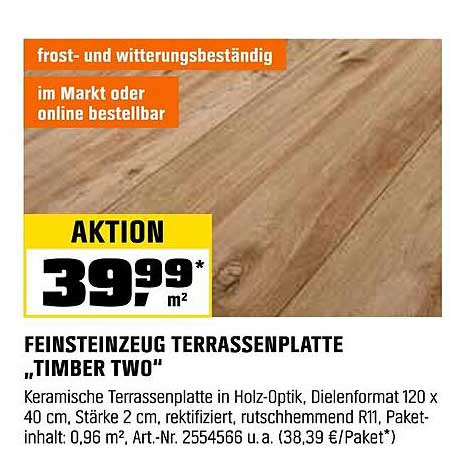 FEINSTEINZEUG TERRASSENPLATTE „TIMBER TWO“