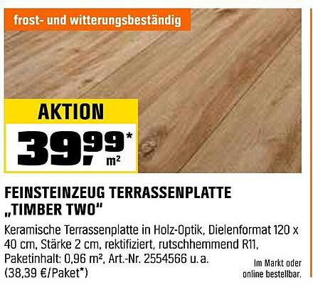 FEINSTEINZEUG TERRASSENPLATTE „TIMBER TWO“