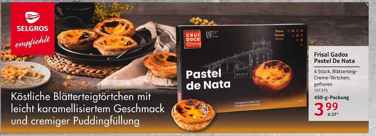 Frisal Gados Pastel De Nata - 6 Stück Blätterteig-Creme-Törtchen