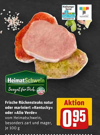 Frische Rückensteaks natur oder mariniert »Kentucky« oder »Alio Verde«, je 100 g