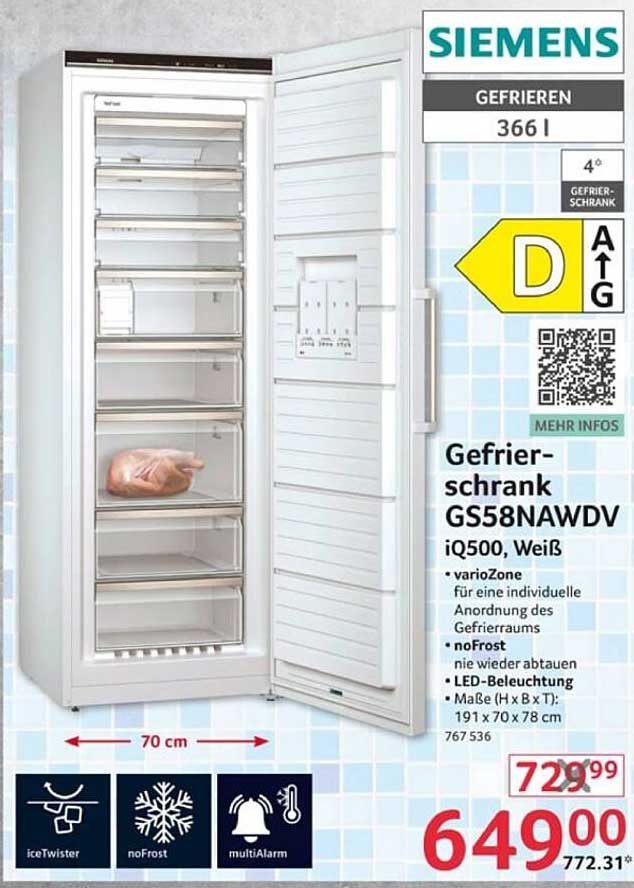 Gefrierschrank GS58NAWDV iQ500, Weiß