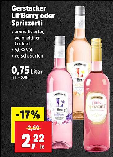 Gerstacker Lil'Berry oder Sprizzarti – aromatisierter, weinhaltiger Cocktail