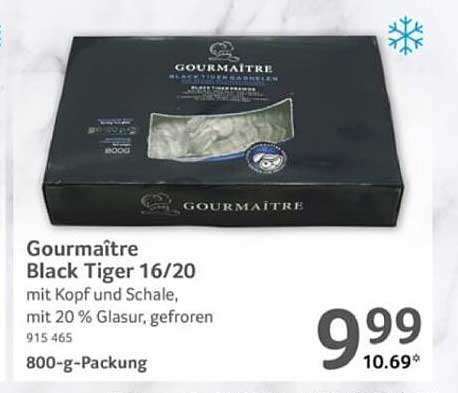 Gourmaître Black Tiger 16/20 mit Kopf und Schale, gefroren – 800 g Packung
