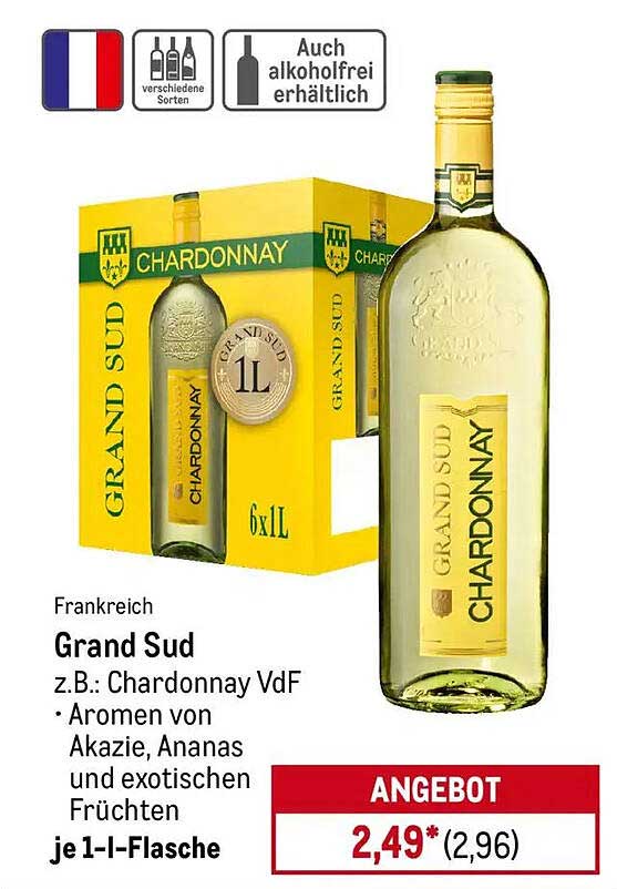 Grand Sud Chardonnay VdF - 1L Flasche