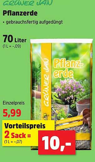GRÜNER JAN Pflanzerde 70 Liter - gebrauchsfertig aufgedüngt
