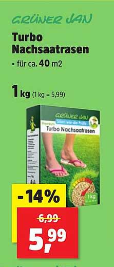 GRÜNER JAN Turbo Nachsaatrasen - für ca. 40 m²