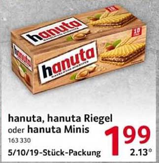 hanuta, hanuta Riegel oder hanuta Minis