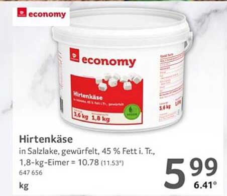 Hirtenkäse in Salzlake, gewürfelt, 45 % Fett i. Tr.