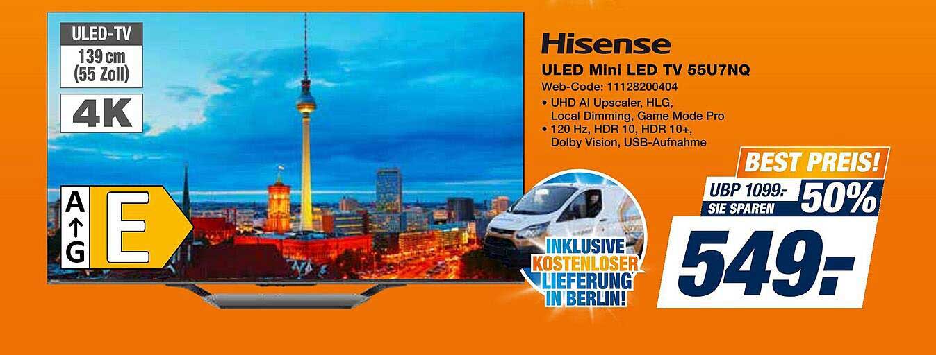 Hisense ULED Mini LED TV 55U7NQ – 139 cm (55 Zoll) 4K