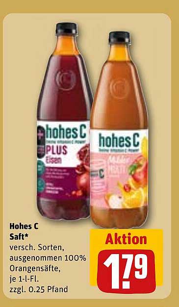 Hohes C Saft – verschiedene Sorten, 100% Fruchtgenuss