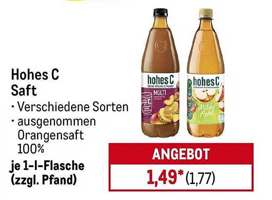 Hohes C Saft – Verschiedene Sorten
