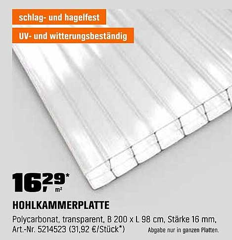 Hohlkammerplatte aus Polycarbonat