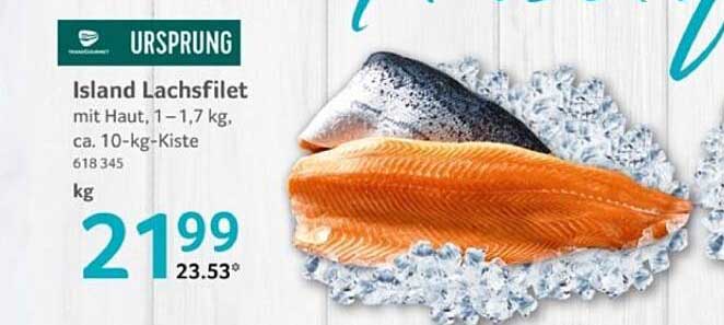 Island Lachsfilet mit Haut, 1-1,7 kg, ca. 10-kg-Kiste