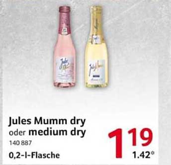 Jules Mumm dry oder medium dry – 0,2-l-Flasche
