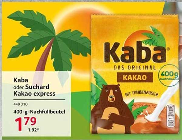Kaba oder Suchard Kakao Express Nachfüllbeutel 400g
