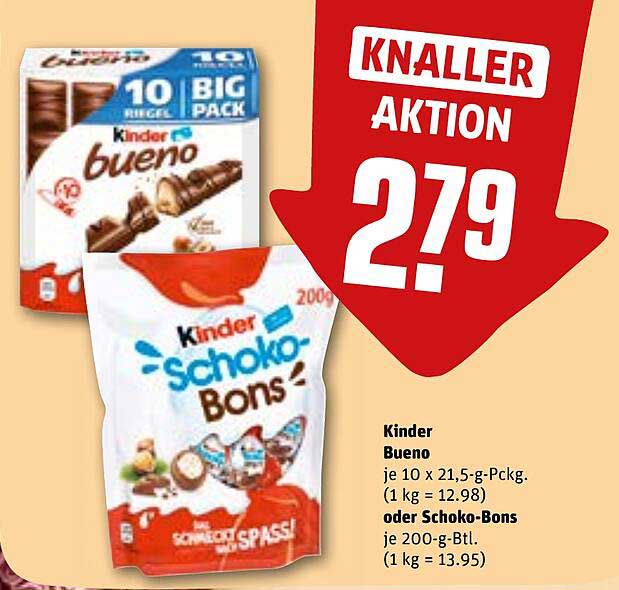 Kinder Bueno oder Kinder Schoko-Bons im Sonderangebot