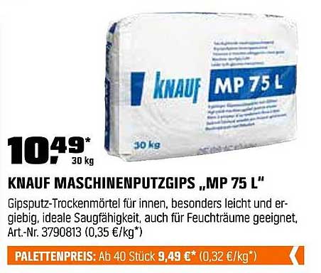 KNTAUF MASCHINENPUTZGIPS 'MP 75 L' 30 kg