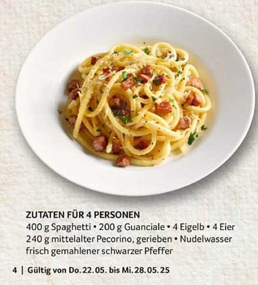 Köstliche Pasta für Genießer – Spaghetti Carbonara für 4 Personen