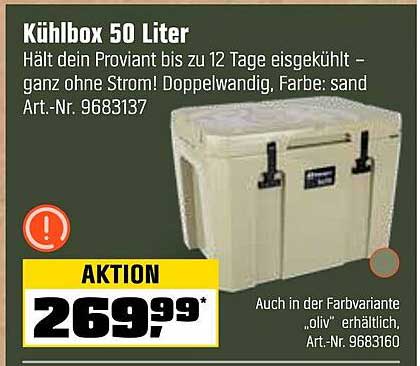 Kühlbox 50 Liter - Hält dein Proviant bis zu 12 Tage eisgekühlt!