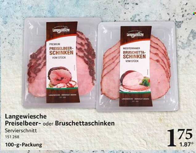 Langewiesche Preiselbeer- oder Bruschettaschinken – Servierschnitt 100-g-Packung