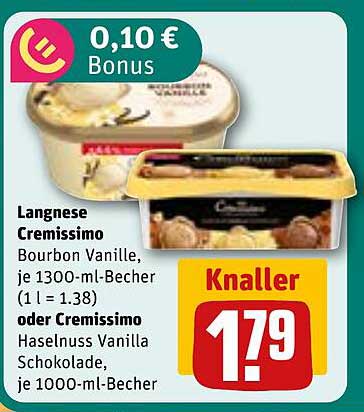 Langnese Cremissimo Bourbon Vanille oder Haselnuss Vanilla Schokolade