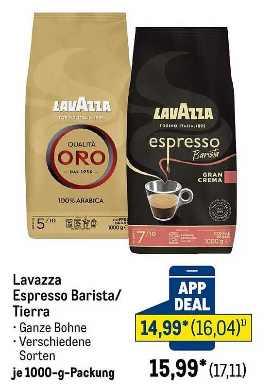 Lavazza Espresso Barista/Tierra - Ganze Bohne, 1000 g