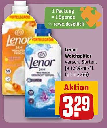 Lenor Weichspüler - verschiedene Sorten, je 1239-ml-Flasche