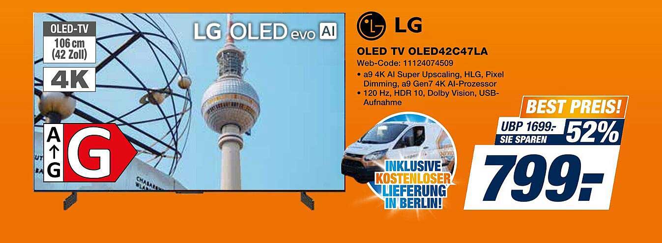 LG OLED TV OLED42C47LA – 106 cm (42 Zoll) – 4K – Bestpreis!