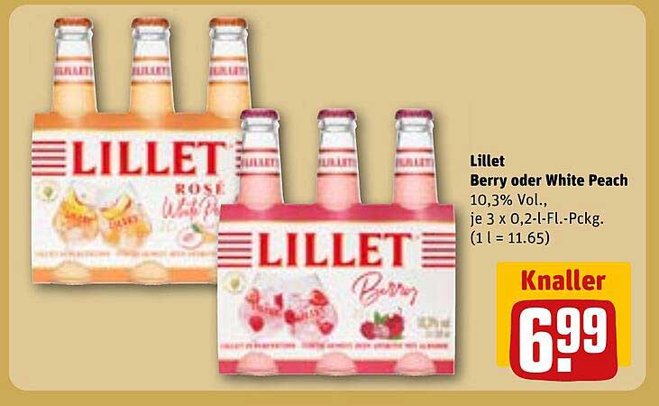 Lillet Berry oder White Peach 3 x 0,2-L-Flaschen