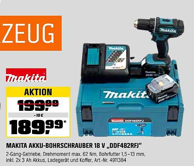 MAKITA AKKU-BOHRSCHRAUBER 18 V DDF482RFJ