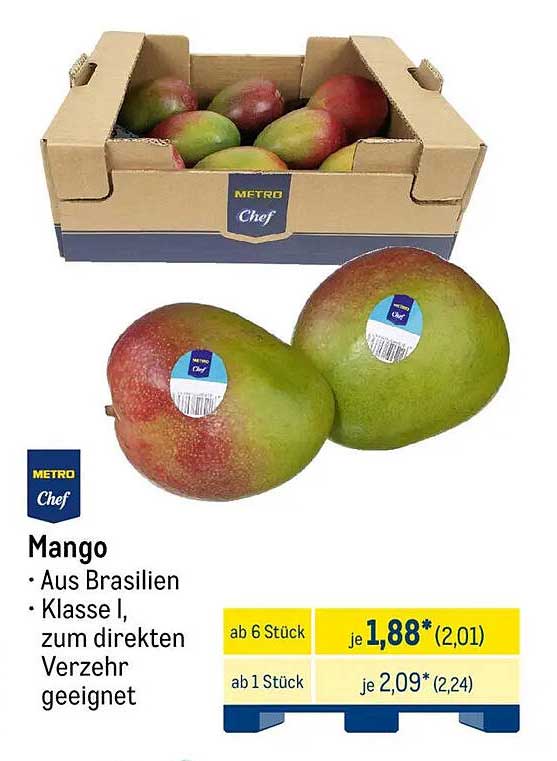 Mango aus Brasilien - Klasse I, zum direkten Verzehr geeignet