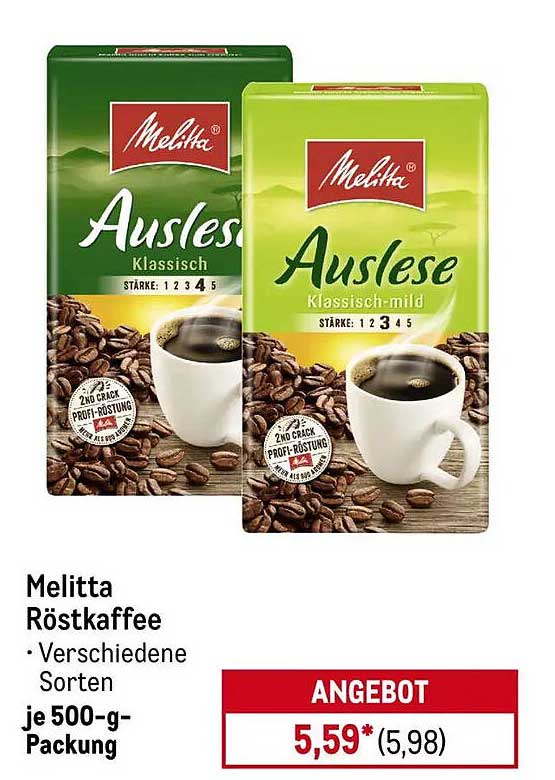Melitta Röstkaffee Auslese - Klassisch und Klassisch-mild je 500-g-Packung