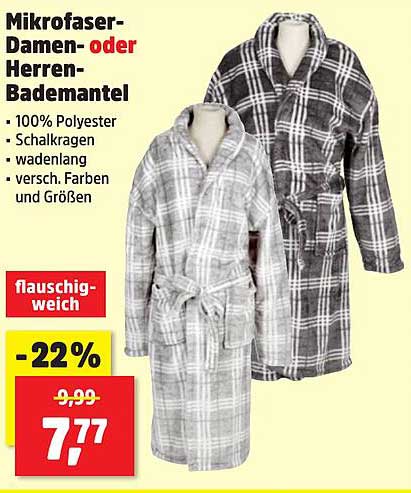 Mikrofaser-Damen- oder Herren-Bademantel