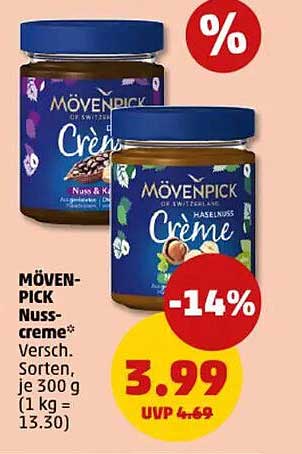 MÖVENPICK Nusscreme - Varianten: Nuss & Kakao und Haselnuss