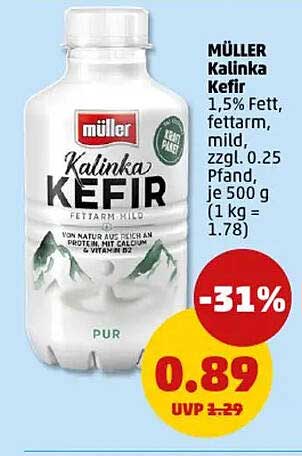 MÜLLER Kalinka Kefir, 1,5% Fett, fettarm, mild