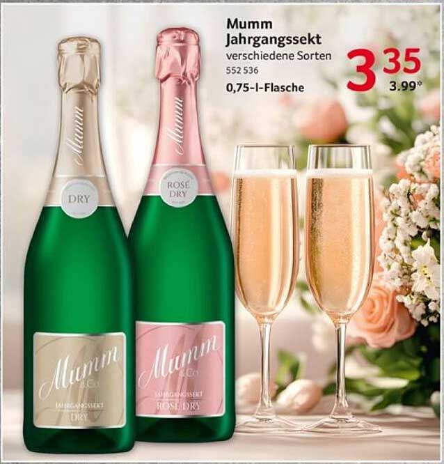 Mumm Jahrgangsekt verschiedene Sorten