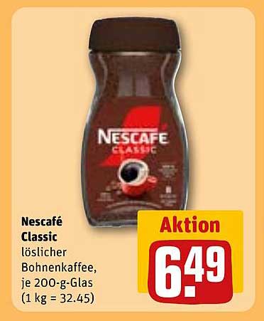 Nescafé Classic löslicher Bohnenkaffee, je 200-g-Glas
