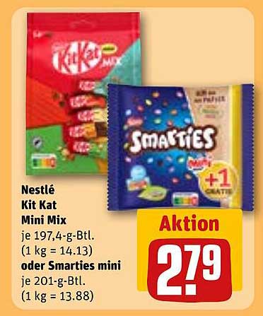Nestlé Kit Kat Mini Mix oder Smarties mini